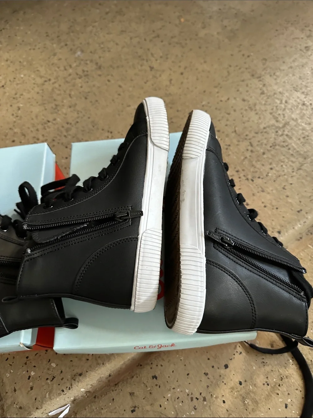 Cat & Jack Black High-Top Lace-Up Sneakers with White Soles ( 2 pairs)